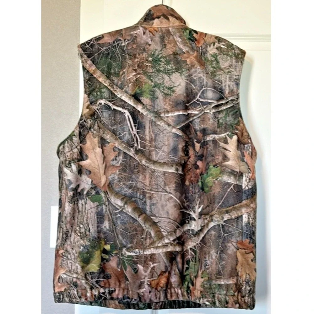 Ridge Hunter Camo Fleece Vest Men's Size L Full Zip Pockets Hunting Outdoor